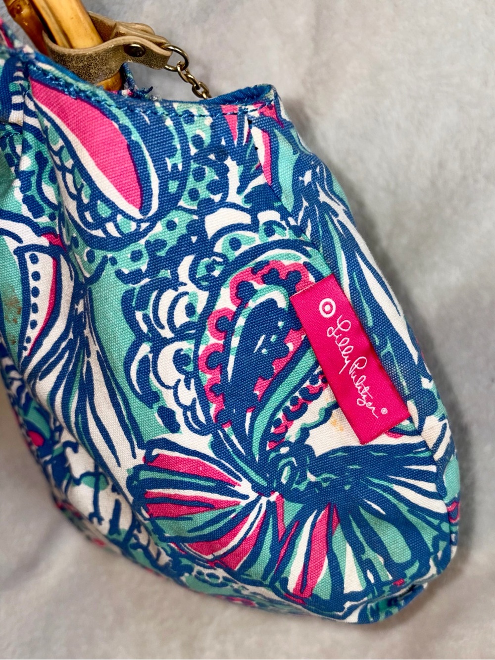 Lilly Pulitzer Bamboo Handle Bag Limited Edition - Picture 3 of 10